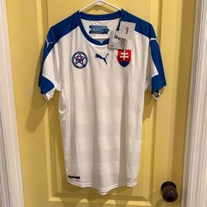 Puma White and Blue Slovakia Football Jersey with Crest